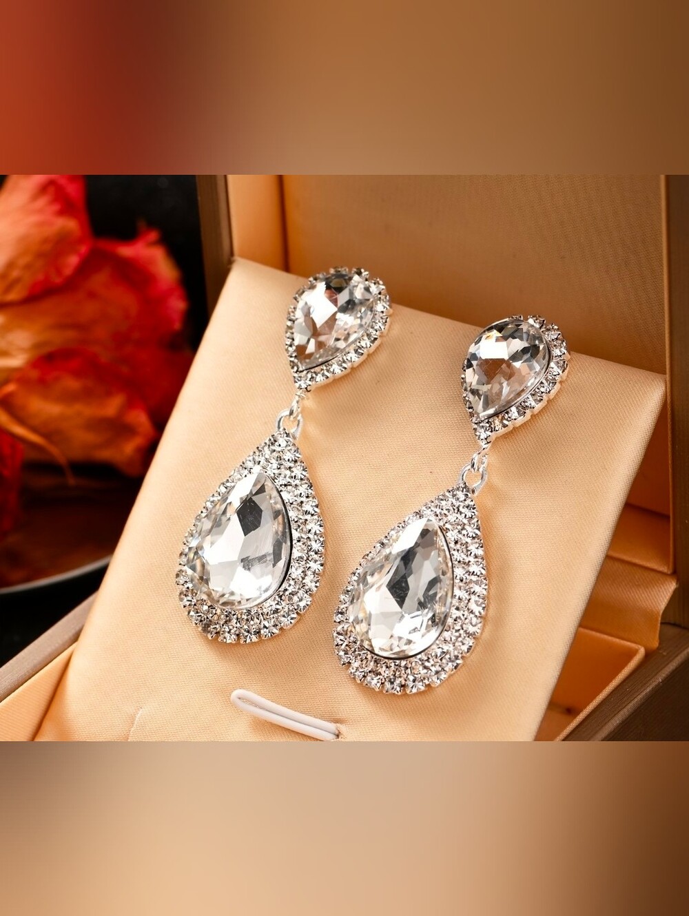 $8 Each Or Bundle 5/$20 Silver-Toned Crystal Teardrop Dangle Statement Earrings